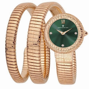 Christian Van Sant Women's Watch - Naga Quartz Green Dial Rose Gold Band | CV0895