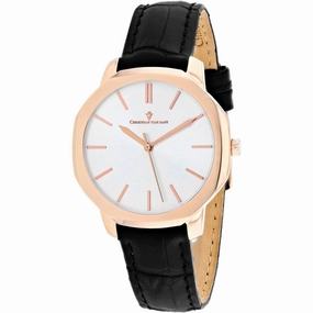 Christian Van Sant Women's Watch - Octave Slim Quartz Black Leather Strap | CV0503