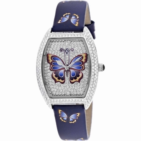 Christian Van Sant Women's Watch - Papillon Silver Dial Blue Leather Strap | CV4872