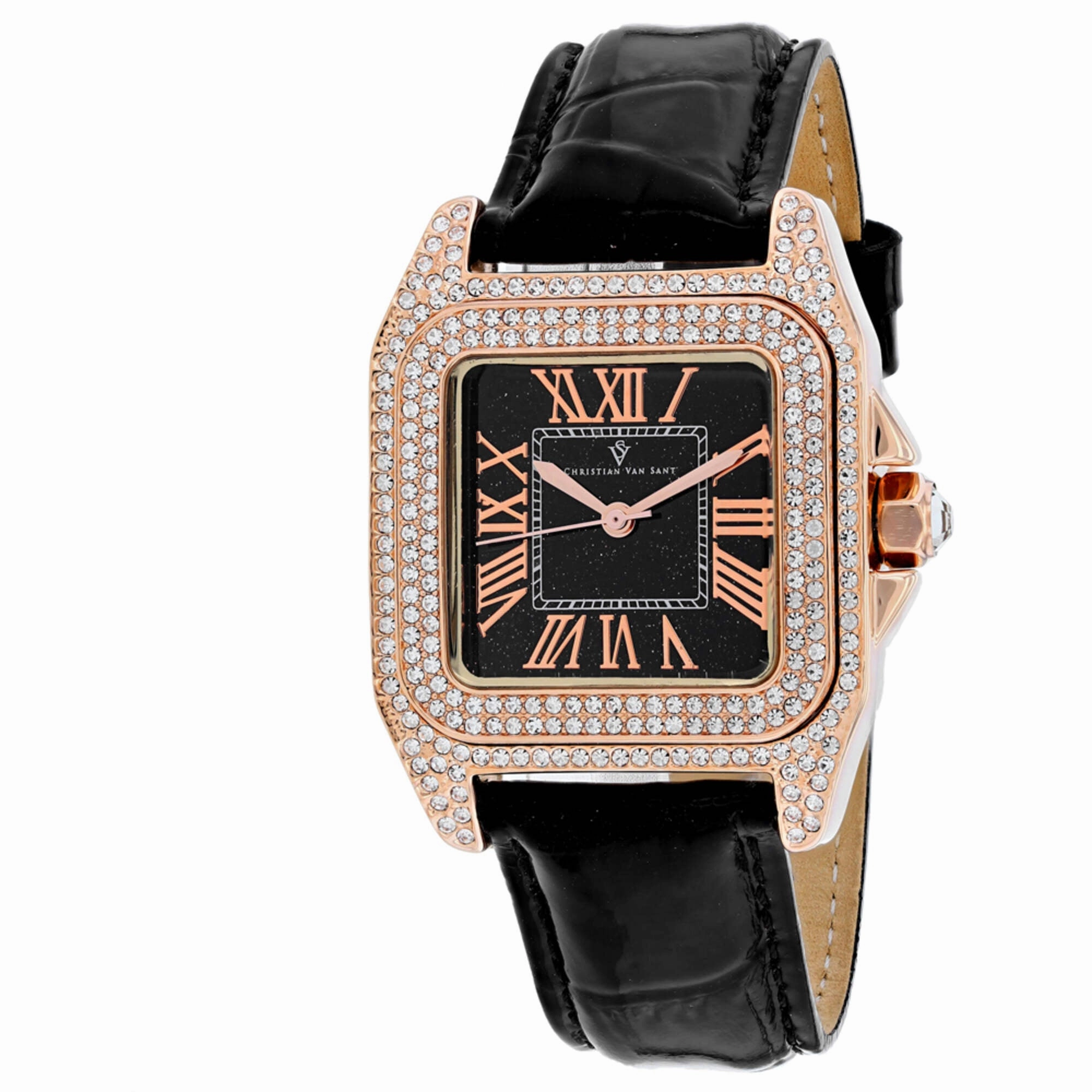 Christian Van Sant Women's Watch - Radieuse Quartz Black Dial Leather Strap | CV4425
