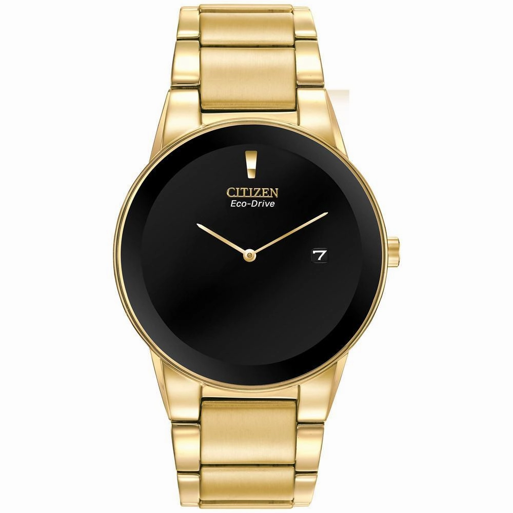 Citizen AU1062-56E Men's Axiom Eco-Drive Black Dial Gold Plated Steel Bracelet Watch