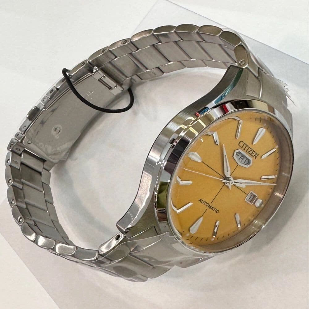 Citizen Automatic Yellow Dial Silver Stainless Steel Men Watch NH8391-51Z