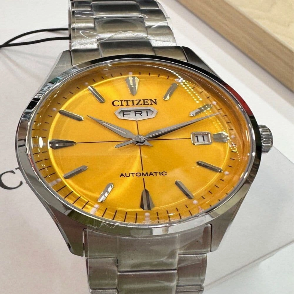 Citizen Automatic Yellow Dial Silver Stainless Steel Men Watch NH8391-51Z