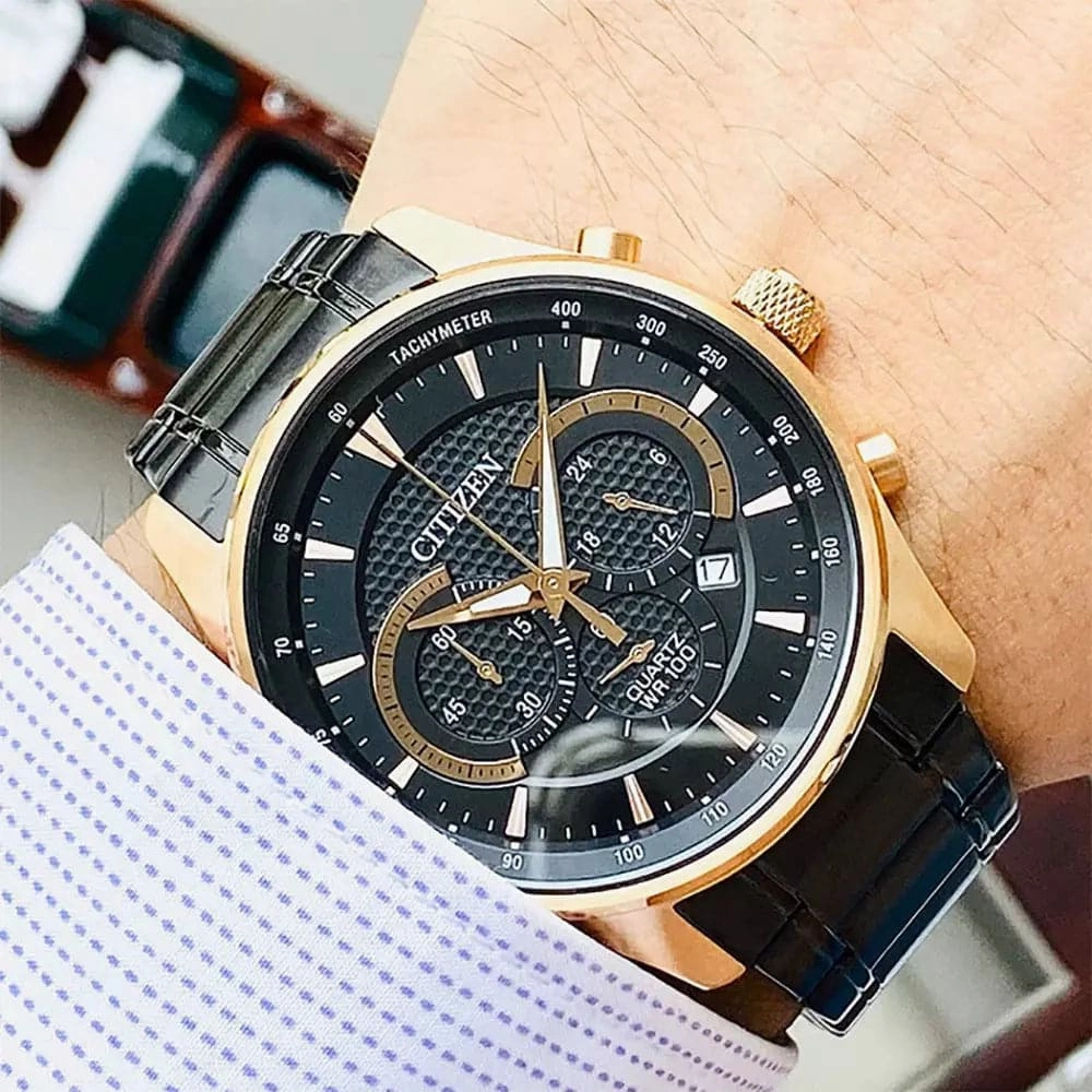 Citizen Chronograph Black Dial Stainless Steel Strap Men Watch AN8196-55E