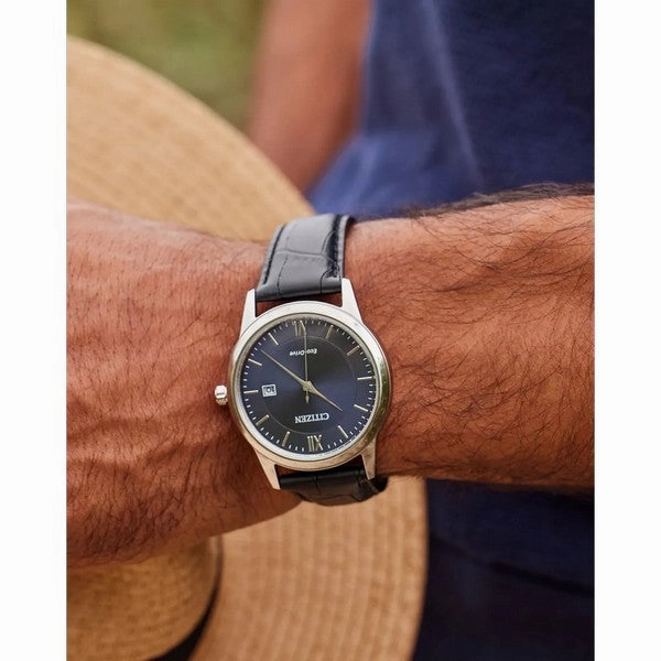 Citizen Classic Blue Dial With Leather Strap Watch