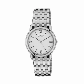 CITIZEN ECO-DRIVE AR0015-68A WHITE DIAL STAINLESS STEEL BRACELET STRAP MEN'S WATCH