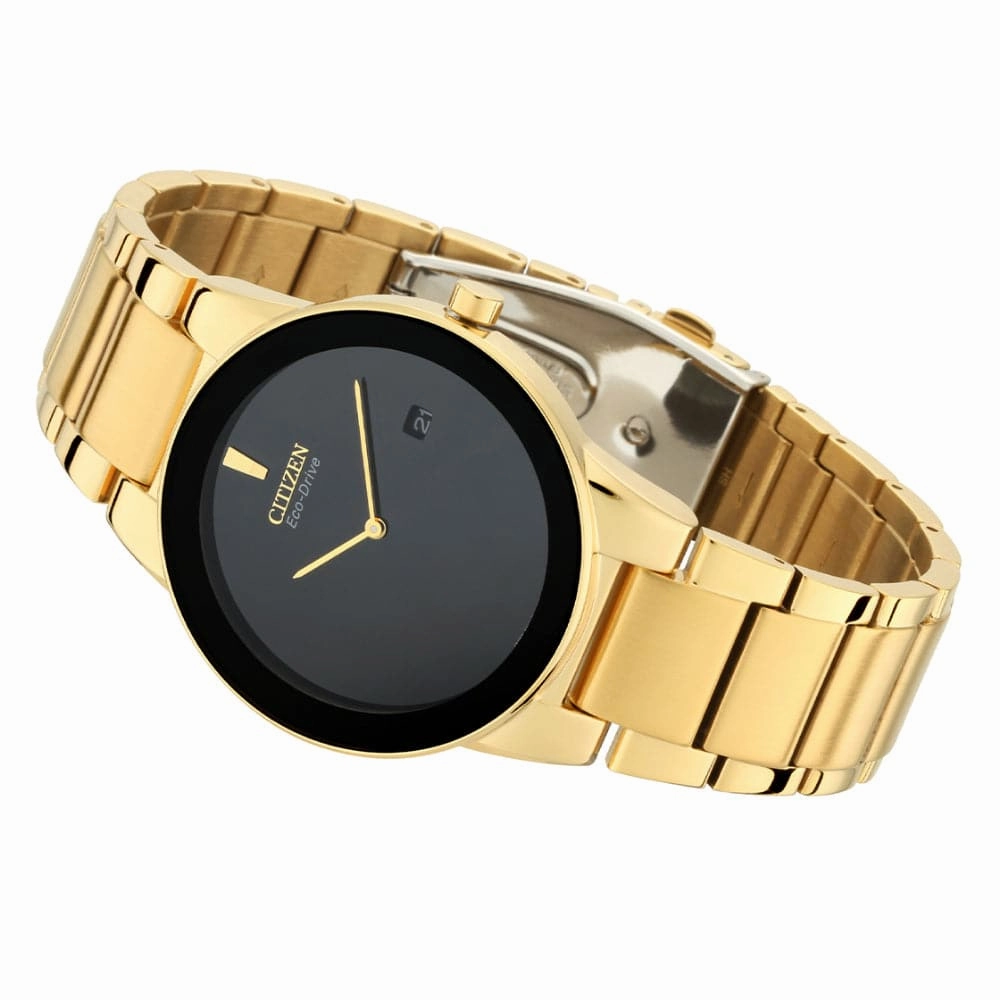 Citizen Eco-Drive Axiom Black Dial Gold Stainless Steel Strap Men Watch AU1062-56E