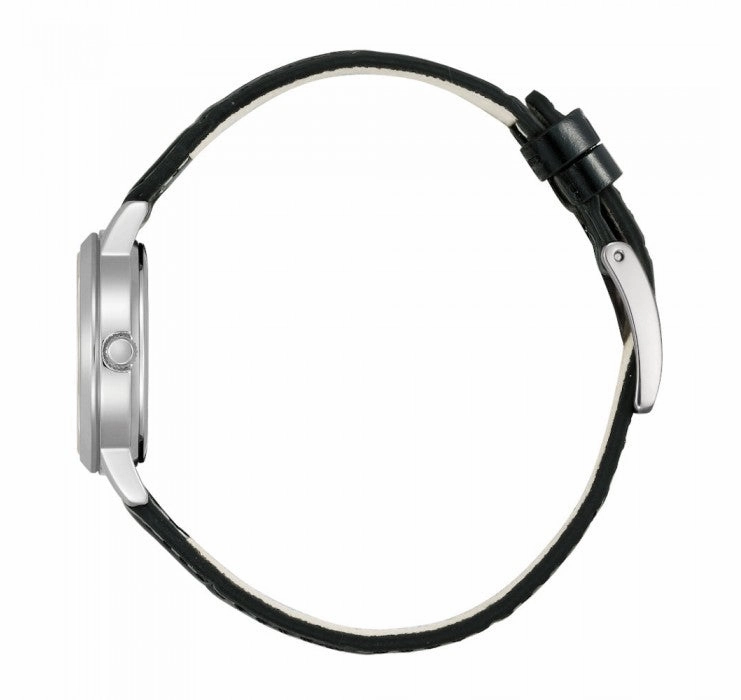 Citizen Eco-Drive Black Leather Strap White Dial Watch EM0930-15A