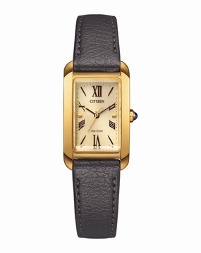 Citizen Eco-Drive L Gold Dial Leather Strap Watch EW5622-09P