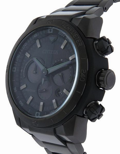 Citizen Eco-Drive Mens Ecosphere Chrono- Black Case - Black Dial - Tachymeter