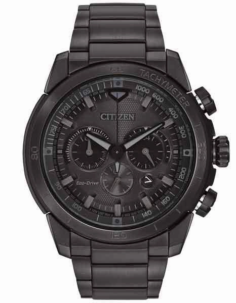 Citizen Eco-Drive Mens Ecosphere Chrono- Black Case - Black Dial - Tachymeter