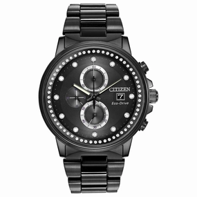 Citizen Eco-Drive Nighthawk Black Ion Chronograph Womens Watch