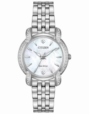 Citizen Ladies Eco-Drive Jolie Watch - Stainless - Diamond Accents - MOP Dial