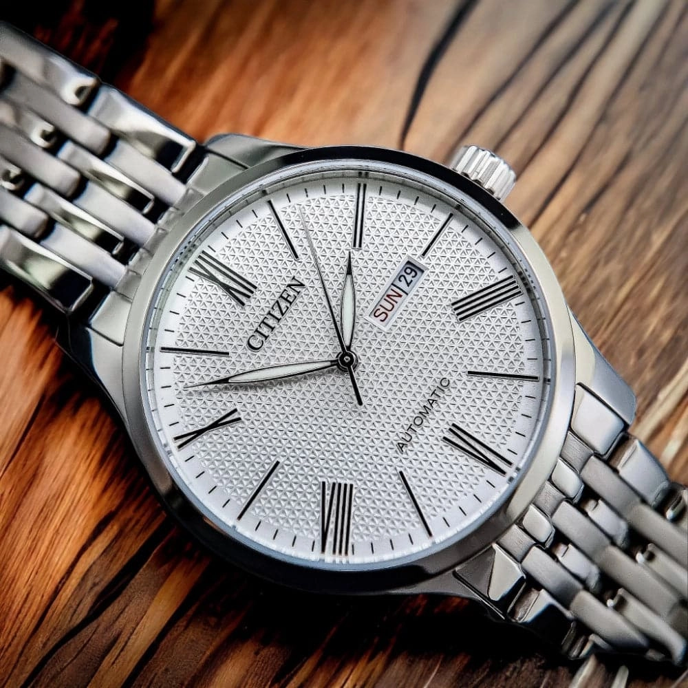Citizen Mechanical White Dial Silver Stainless Steel Strap Men Watch NH8350-59A