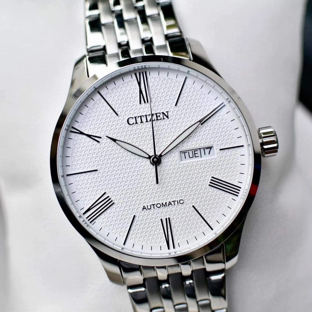 Citizen Mechanical White Dial Silver Stainless Steel Strap Men Watch NH8350-59A