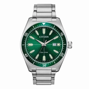 Citizen Men's Bracelet Watch - Brycen Green Dial Stainless Steel | AW1598-70X