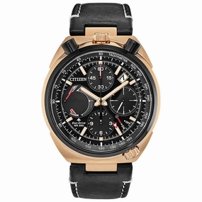 Citizen Men's Chrono Watch - Promaster Tsuno Black Dial Leather Strap | AV0073-08E