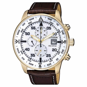 Citizen Men's Chronograph Watch - Eco-Drive Brown Leather Strap | CA0693-12A