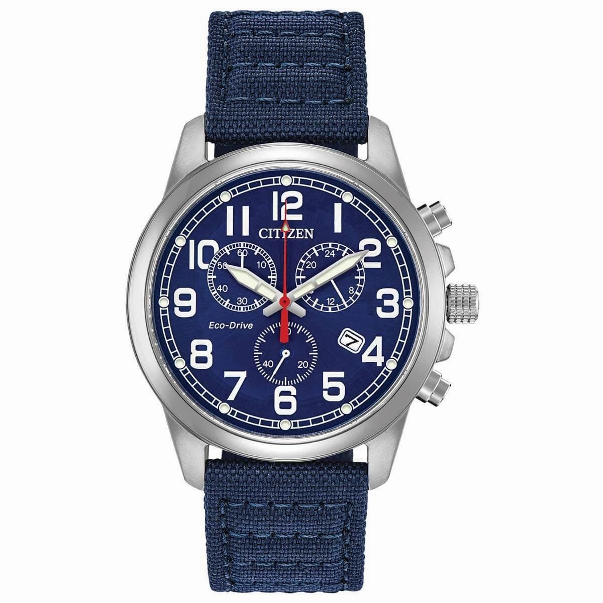 Citizen Men's Eco Drive Watch - Military Blue Nylon Strap | AT0200-21L