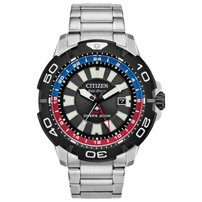 Citizen Men's Eco-Drive Watch - Promaster GMT Black Dial Bracelet | BJ7128-59E