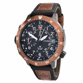 Citizen Men's Left Hand Watch - Promaster Chrono Black and Brown Strap | BN4049-11E