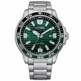 Citizen Men's Watch - Eco-Drive Green Dial Silver Tone Steel Bracelet | AW1526-89X