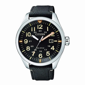 Citizen Men's Watch - Eco-Drive Power Reserve Black Dial Nylon Strap | AW5000-24E