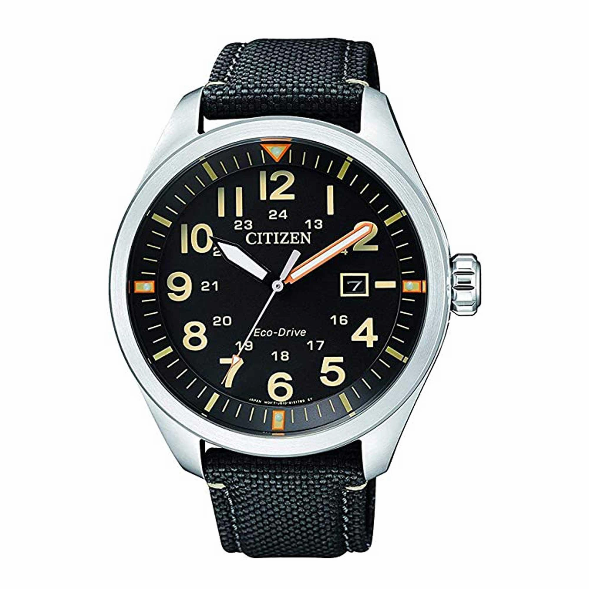 Citizen Men's Watch - Eco-Drive Power Reserve Black Dial Nylon Strap | AW5000-24E