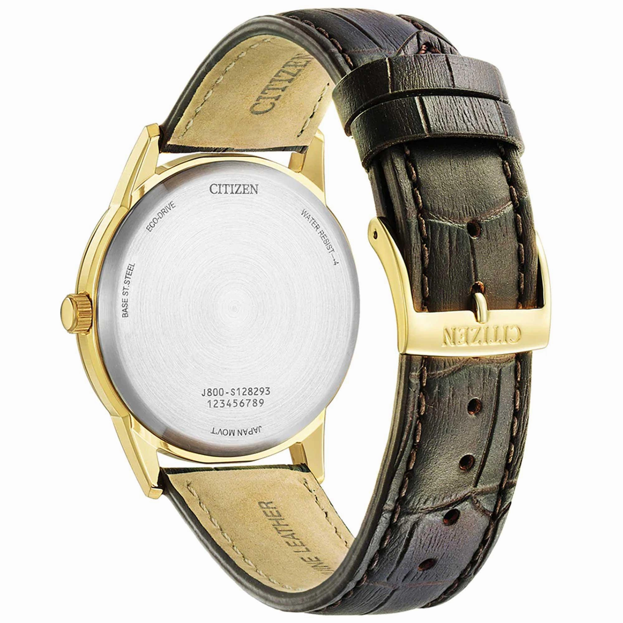 Citizen Men's Watch - Eco-Drive Silver Dial Brown Genuine Leather Strap | AW0102-13A