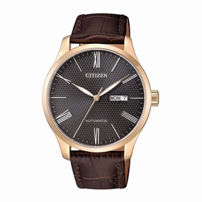 CITIZEN NH8353-00H BLACK DIAL BROWN LEATHER STRAP MEN'S WATCH