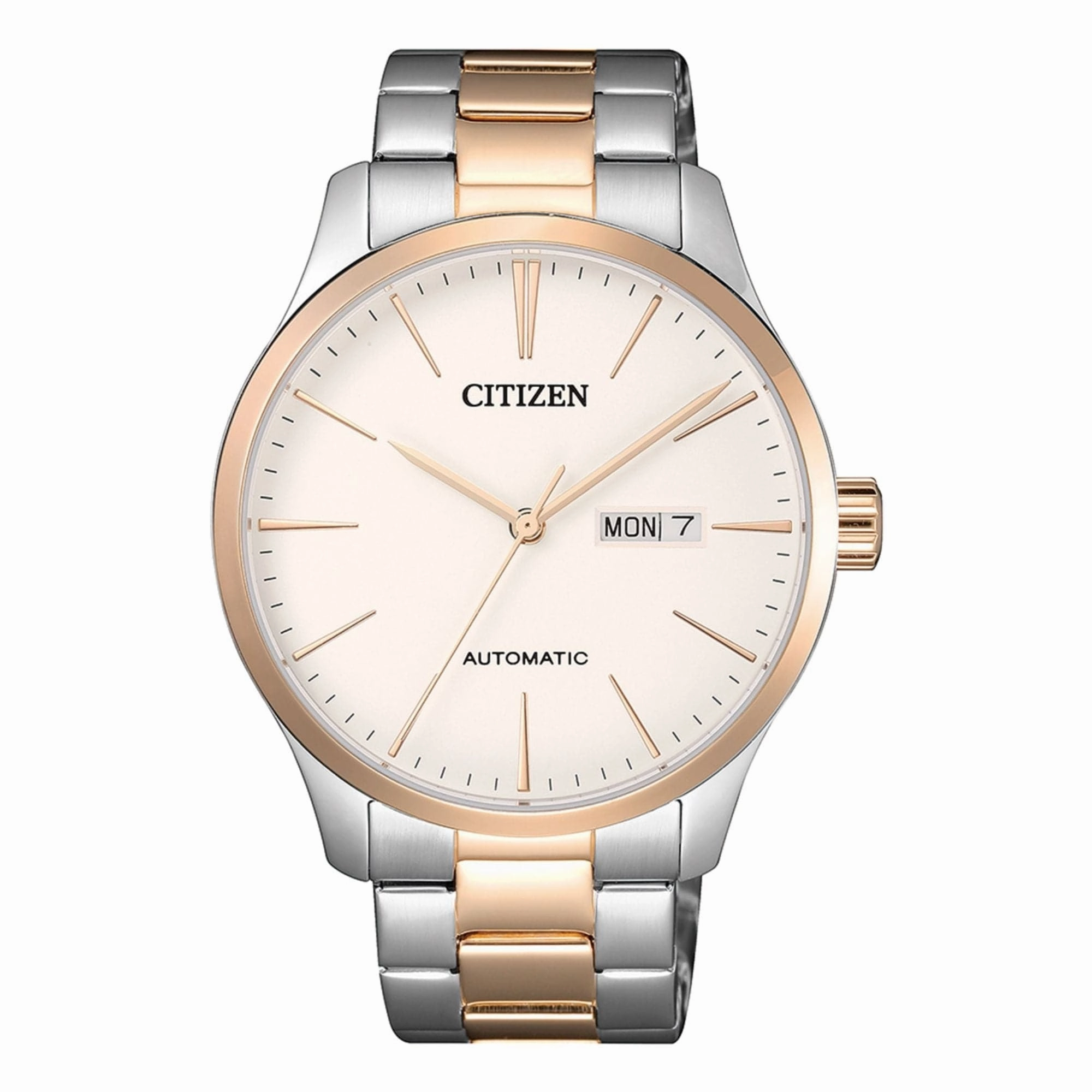 CITIZEN NH8356-87A WHITE DIAL TWO TONE STAINLESS STEEL BRACELET STRAP MEN'S WATCH