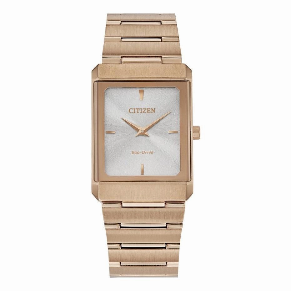 Citizen Unisex Eco-Drive Watch - Stiletto Silver Tone Dial Bracelet | EG6013-56A
