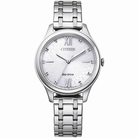 Citizen Women's Eco-Drive Watch - Dress White Dial Silver Tone Bracelet | EM0500-73A