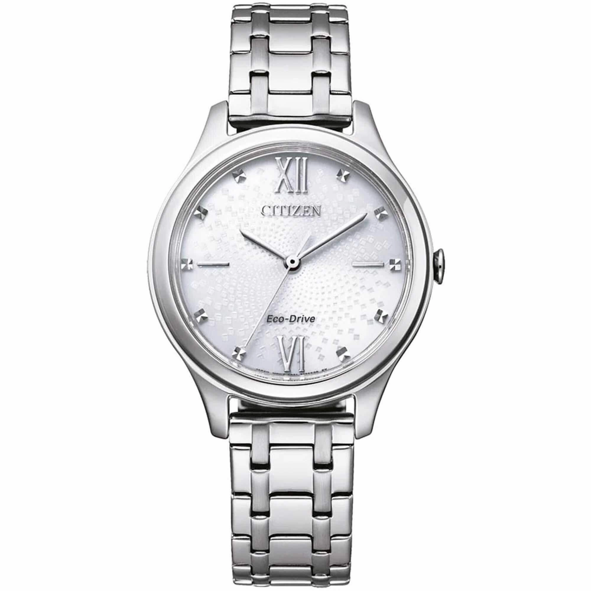 Citizen Women's Eco-Drive Watch - Dress White Dial Silver Tone Bracelet | EM0500-73A