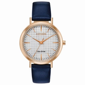Citizen Women's Eco Drive Watch - Drive Silver Tone Dial Leather Strap | EM0763-07A