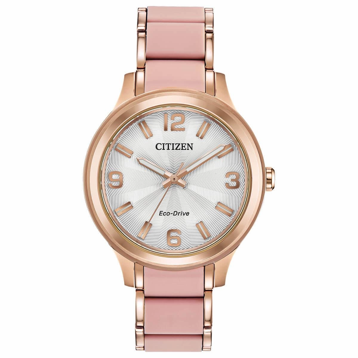 Citizen Women's Eco Drive Watch - Drive Silver Tone Dial Two Tone Bracelet | FE7073-54A