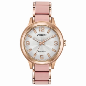 Citizen Women's Eco Drive Watch - Drive Silver Tone Dial Two Tone Bracelet | FE7073-54A