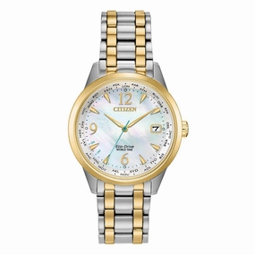 Citizen Women's Eco-Drive Watch - World Time Two Tone Steel Bracelet | FC8000-54D