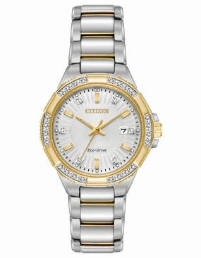 Citizen Womens Eco-Drive Riva Watch - Diamonds - Two-Tone - Bracelet - Date
