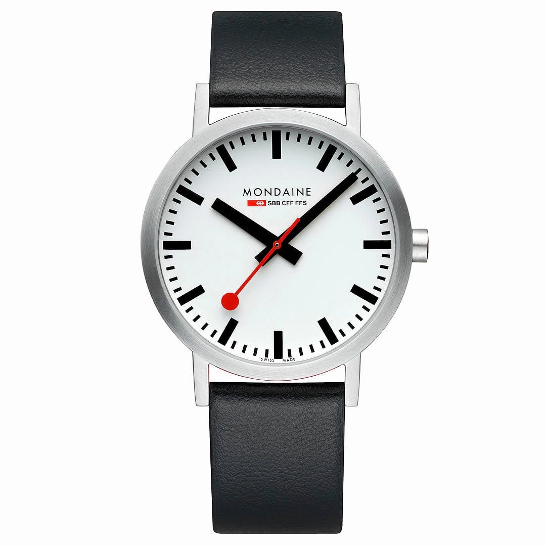 Classic, Brushed Steel, 40 mm, Black Vegan Grape Leather