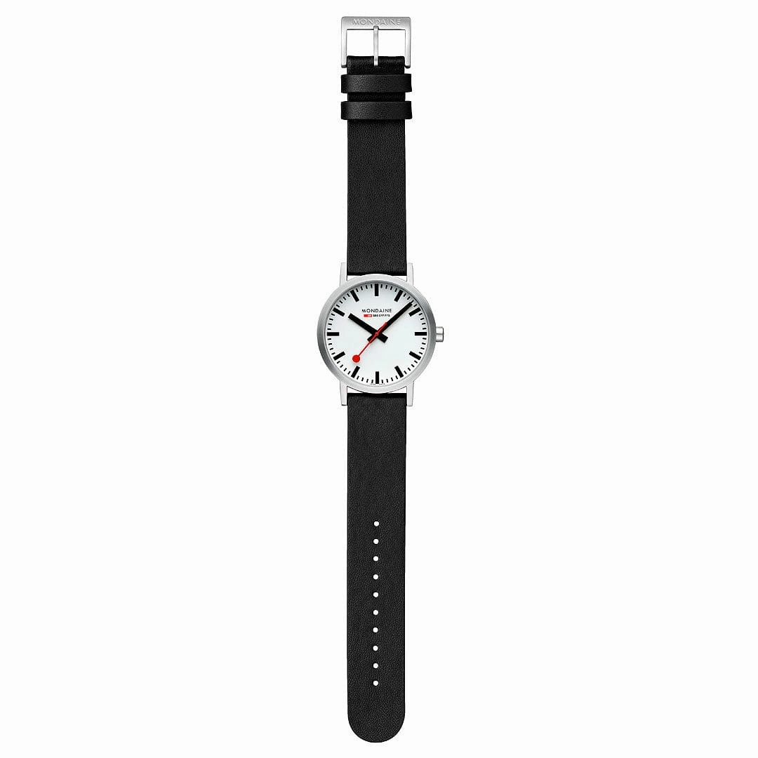 Classic, Brushed Steel, 40 mm, Black Vegan Grape Leather