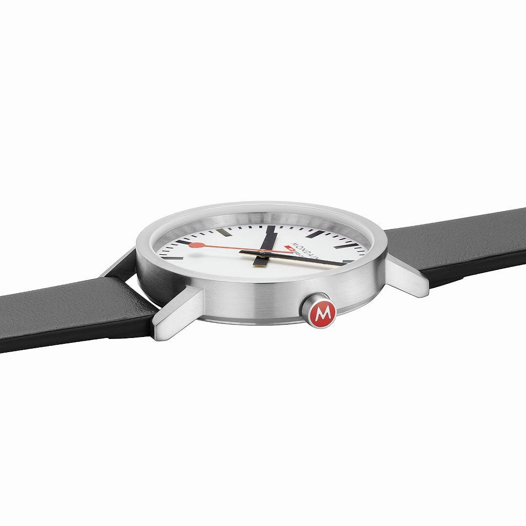 Classic, Brushed Steel, 40 mm, Black Vegan Grape Leather