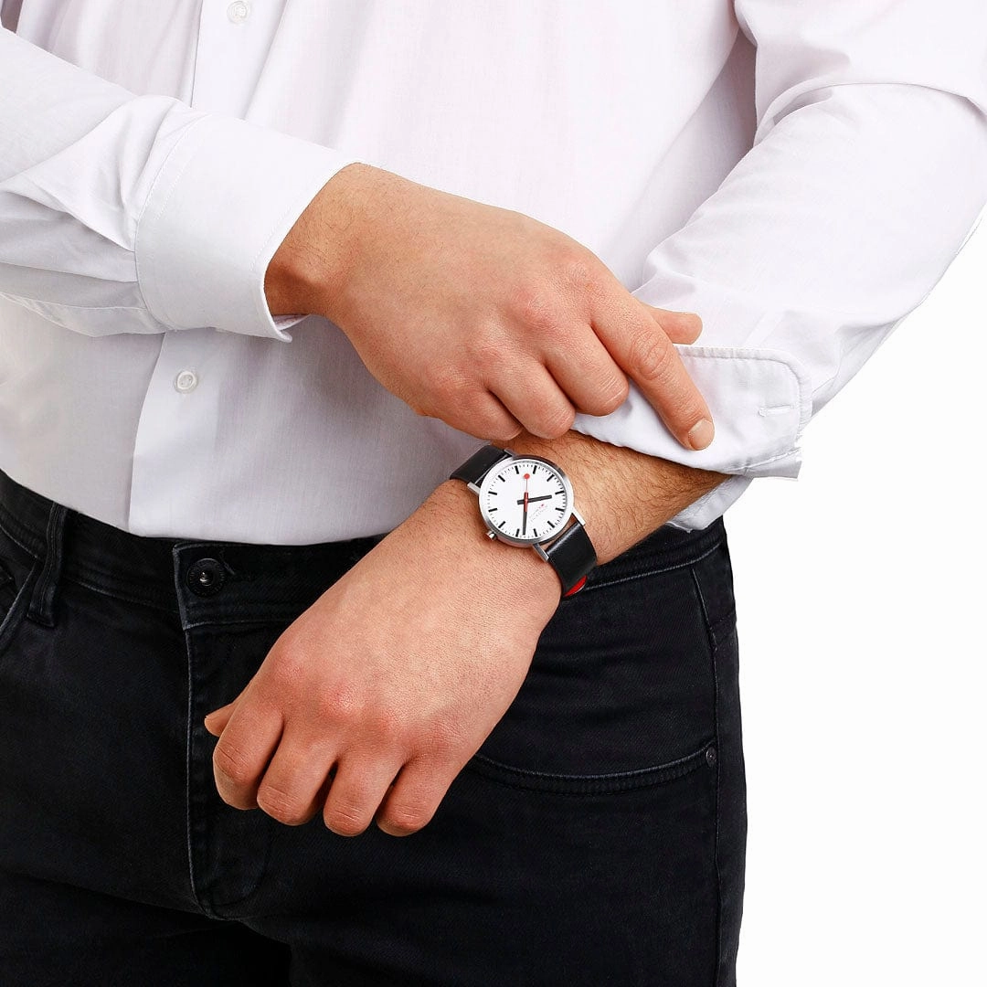 Classic, Brushed Steel, 40 mm, Black Vegan Grape Leather