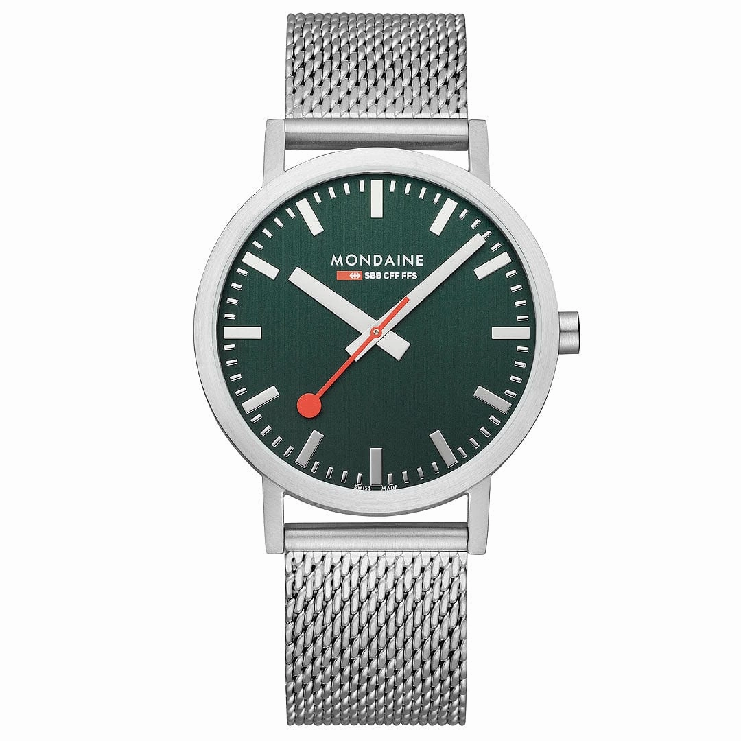 Classic, Brushed Steel, 40 mm, Stainless Steel Green Watch