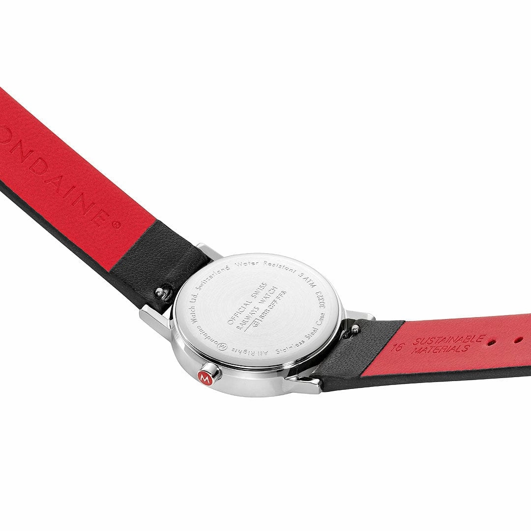 Classic, Polished Steel, 30 mm, Black Vegan Watch