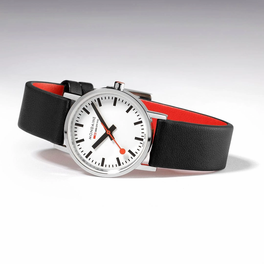 Classic, Polished Steel, 30 mm, Black Vegan Watch