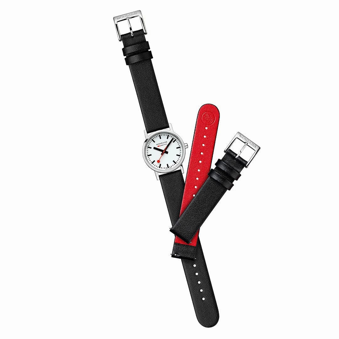 Classic, Polished Steel, 30 mm, Black Vegan Watch