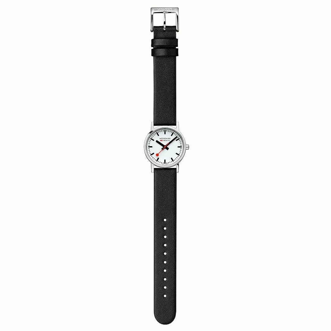 Classic, Polished Steel, 30 mm, Black Vegan Watch
