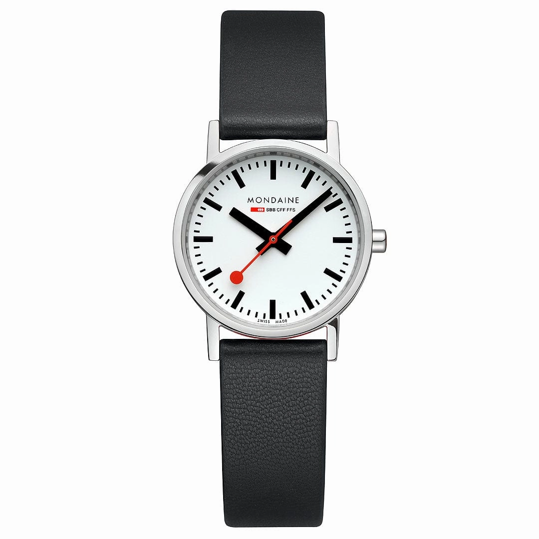 Classic, Polished Steel, 30 mm, Black Vegan Watch