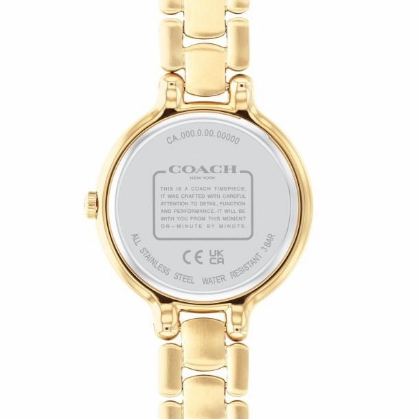 COACH CHELSEA GREEN DIAL GOLD-TONE CRYSTAL BRACELET WATCH 14504251